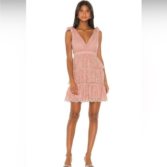 Bardot Revolve Roxie Lace Dress Dusty Pink - Picture 1 of 8